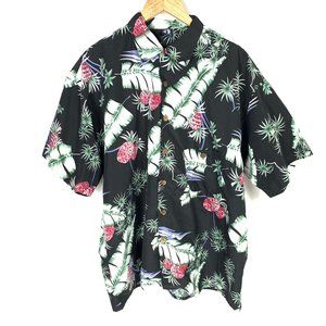 3/$25 Hang Ten Hawaiian Floral Button Down T Shirt L
